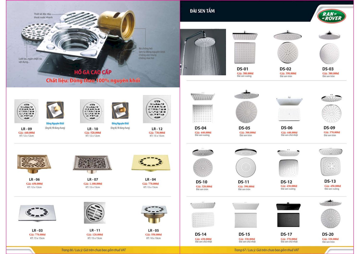 Thiết bị vệ sinh RANROVER Catalogue và Bảng giá mới nhất /Page 34